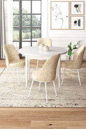 Hanah Home Tor Juego de Mesa y Sillas de Comedor de 5 Piezas Blanco y Crema